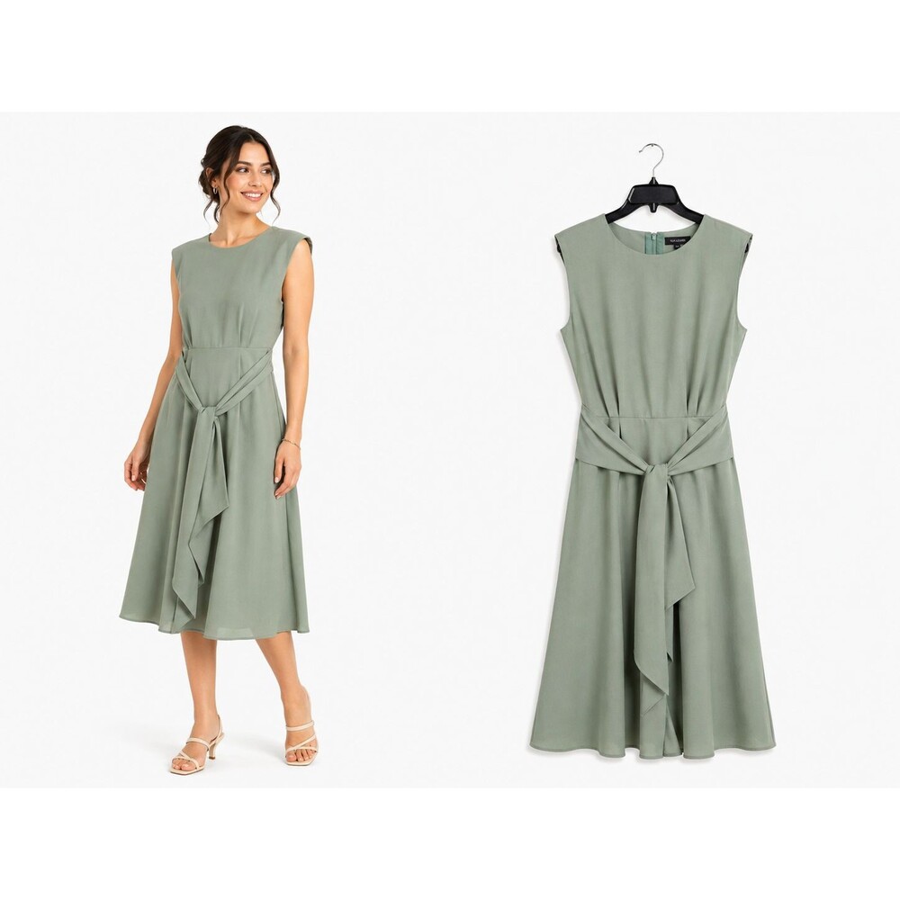 Ralph Lauren Black Label Laurel Midi Dress Size 4 Sleeveless Tie Waist Soft
